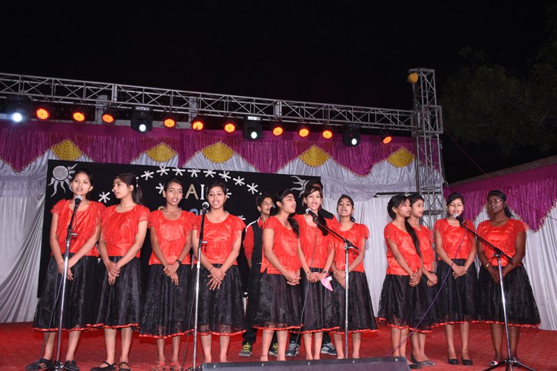 Students singing at Aadarsh Academy Ayodhya extracurricular activity